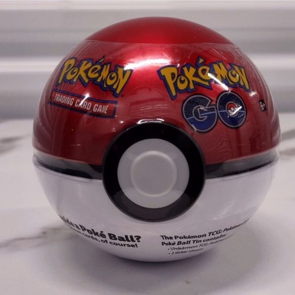 Pokemon Other - NEW Sealed Pokemon Red Poke Ball Tin - 3 Booster Packs + 2 Sticker Packs